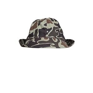 Vintage Camoflauge Full Brim Bucket Hat Mesh XL Made In Korea Camping Hunter